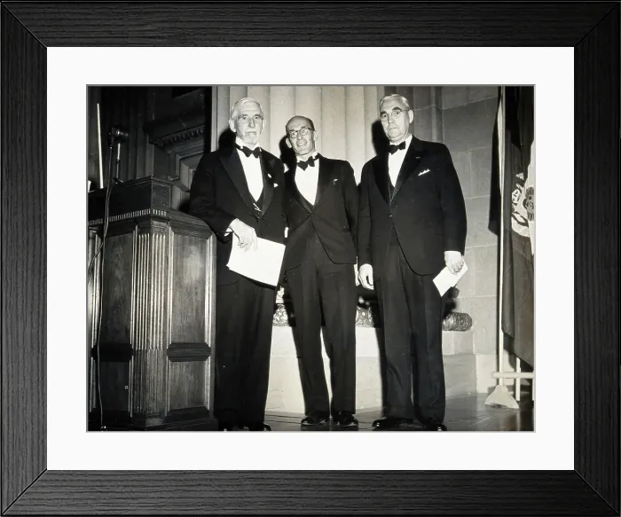 Framed Print : Three scientists at the Washington Congress of Tropical Medicine, 1948. Creator: Unknown Framed Print : Three scientists at the Washington Congress of Tropical Medicine, 1948. Creator: Unknown