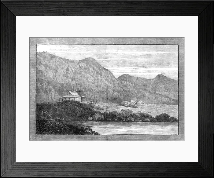 Framed Print : Scenes on the Cascapediac River, Lower Canada: wooden houses erected for Princess Louise... 1881. Creator: W. G. Kemp Framed Print : Scenes on the Cascapediac River, Lower Canada: wooden houses erected for Princess Louise... 1881. Creator: W. G. Kemp
