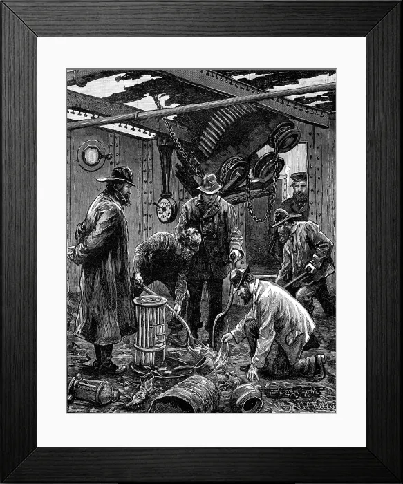 Framed Print : The steerage of the steamer Solway, at Kingstown, after the fire on board, 1881. Creator: Unknown Framed Print : The steerage of the steamer Solway, at Kingstown, after the fire on board, 1881. Creator: Unknown