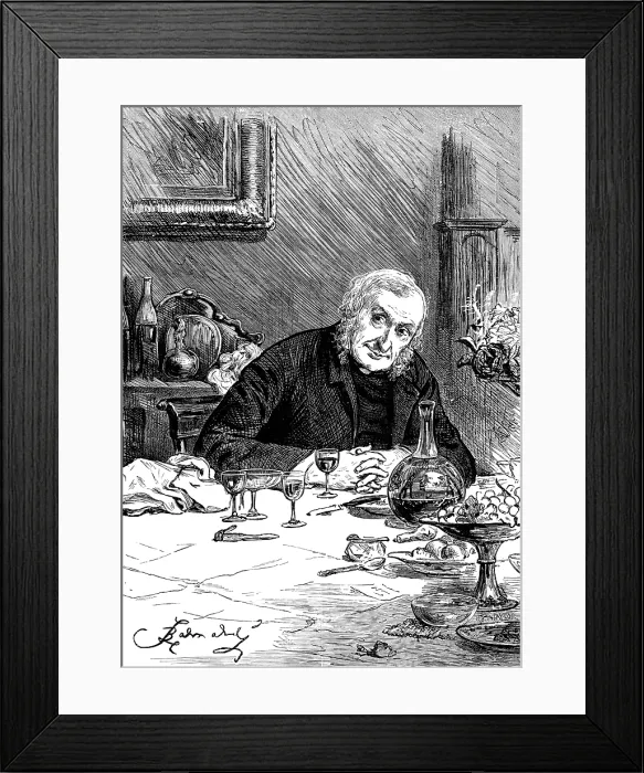 Framed Print : 'After dinner, when the ladies had retired, he loved to recount the story of his floggings', 1881. Creator: R&E Taylor Framed Print : 'After dinner, when the ladies had retired, he loved to recount the story of his floggings', 1881. Creator: R&E Taylor