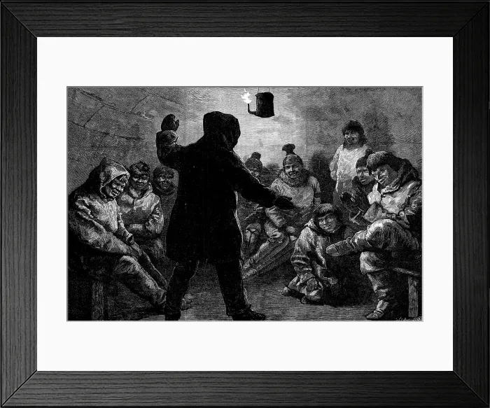 Framed Print : The American Franklin Search Expedition: Kalandi play among the Netchillik Esquimaux, 1881. Creator: W. I. Mosses Framed Print : The American Franklin Search Expedition: Kalandi play among the Netchillik Esquimaux, 1881. Creator: W. I. Mosses