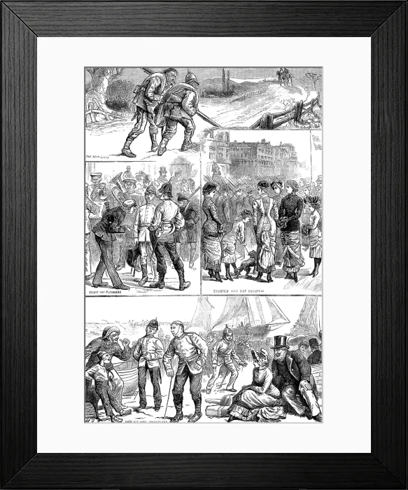 Framed Print : Sketches at the Brighton Volunteer Review, 1881. Creator: Unknown Framed Print : Sketches at the Brighton Volunteer Review, 1881. Creator: Unknown