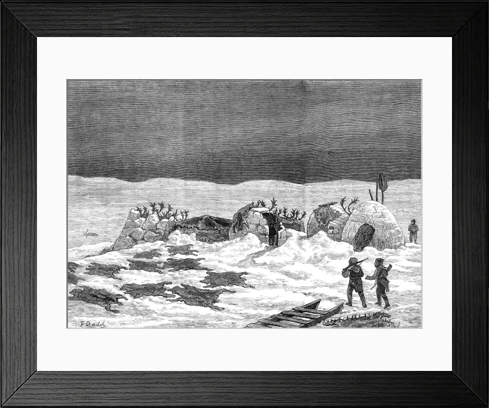 Framed Print : The American Franklin Search Expedition - reindeer camp in King William's Land, 1881 Framed Print : The American Franklin Search Expedition - reindeer camp in King William's Land, 1881
