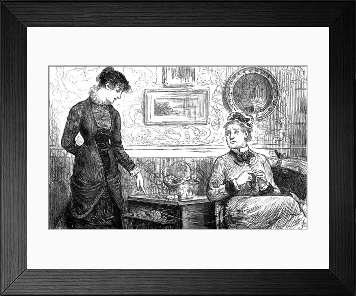 Framed Print : '...Mrs. Goodhart...says with a sigh...'I've no patience with Mr. Wildair'... 1881 Creator: Joseph Swain. '...Mrs Framed Print : '...Mrs. Goodhart...says with a sigh...'I've no patience with Mr. Wildair'... 1881 Creator: Joseph Swain. '...Mrs