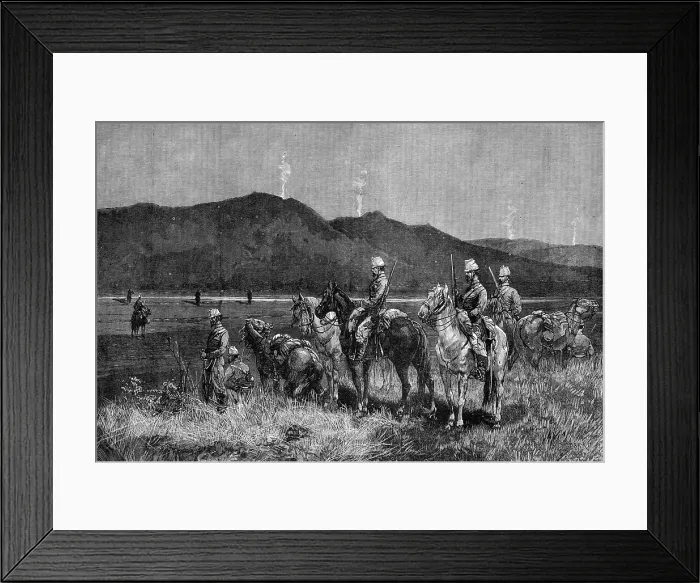 Framed Print : The French Expedition to Tunis: outpost of Chasseurs d'Afrique watching the signal fires... 1881 Framed Print : The French Expedition to Tunis: outpost of Chasseurs d'Afrique watching the signal fires... 1881