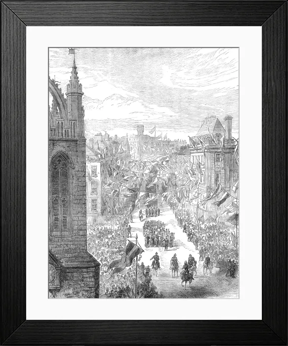 Framed Print : The George Stephenson Centenary at Newcastle-On-Tyne: procession passing St. Nicholas Church, 1881. Creator: Unknown Framed Print : The George Stephenson Centenary at Newcastle-On-Tyne: procession passing St. Nicholas Church, 1881. Creator: Unknown