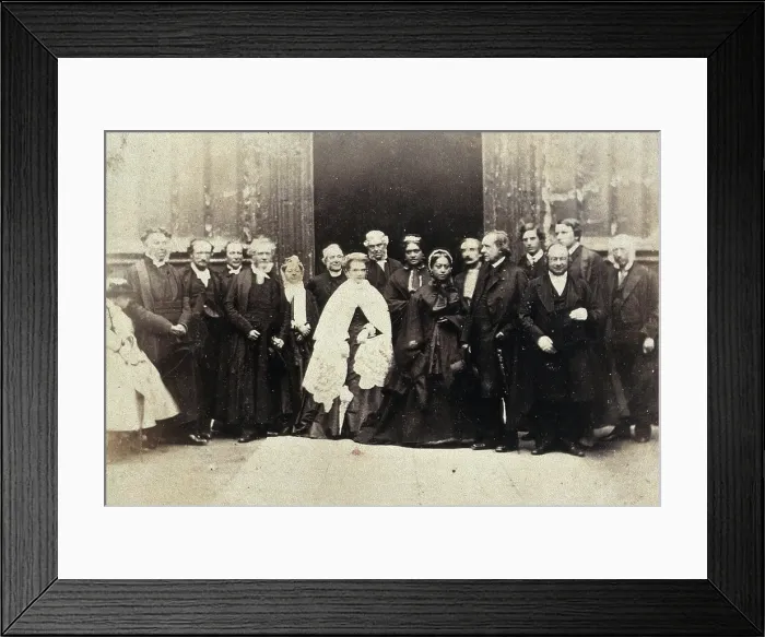 Framed Print : The 'Queen of the Sandwich Islands' visiting Oxford, with Oxford dignitaries, 1866. Creator: Unknown