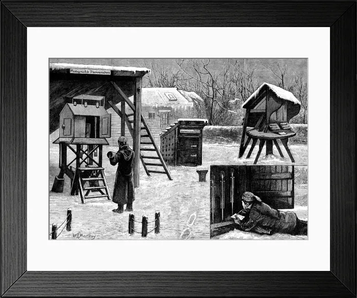 Framed Print : Greenwich Observatory: photographing the temperature; method of reading deep-sunk thermometers, 1881 Creator: Unknown Framed Print : Greenwich Observatory: photographing the temperature; method of reading deep-sunk thermometers, 1881 Creator: Unknown