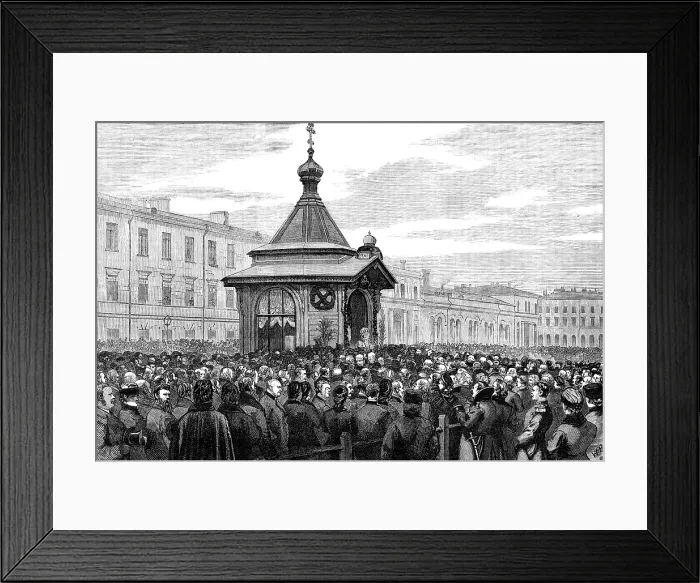 Framed Print : Consecrating the Memorial Chapel on the spot where the late Emperor of Russia was killed, 1881. Creator: W. P Framed Print : Consecrating the Memorial Chapel on the spot where the late Emperor of Russia was killed, 1881. Creator: W. P