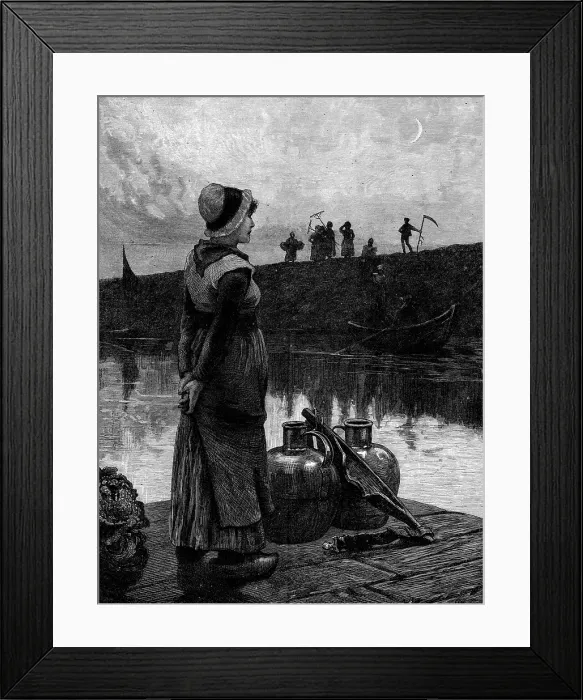 Framed Print : 'Waiting for the Ferry' by G. Clausen, 1881. Creator: Unknown Framed Print : 'Waiting for the Ferry' by G. Clausen, 1881. Creator: Unknown