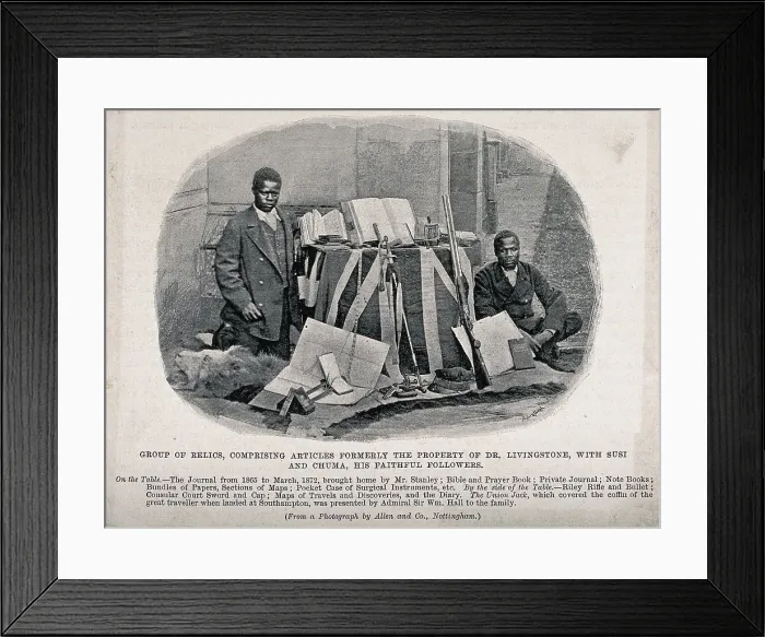 Framed Print : David Livingtone's followers, Susi and Chuma, pictured with his former possessions, 1873 Framed Print : David Livingtone's followers, Susi and Chuma, pictured with his former possessions, 1873