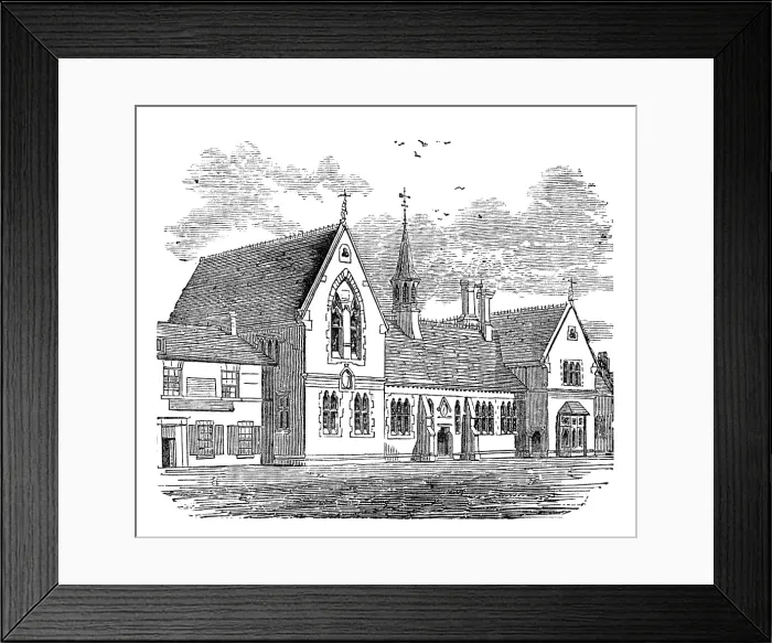 Framed Print : George Stephenson, Father of Railways: the Stephenson Memorial Institute... 1881. Creator: Unknown Framed Print : George Stephenson, Father of Railways: the Stephenson Memorial Institute... 1881. Creator: Unknown