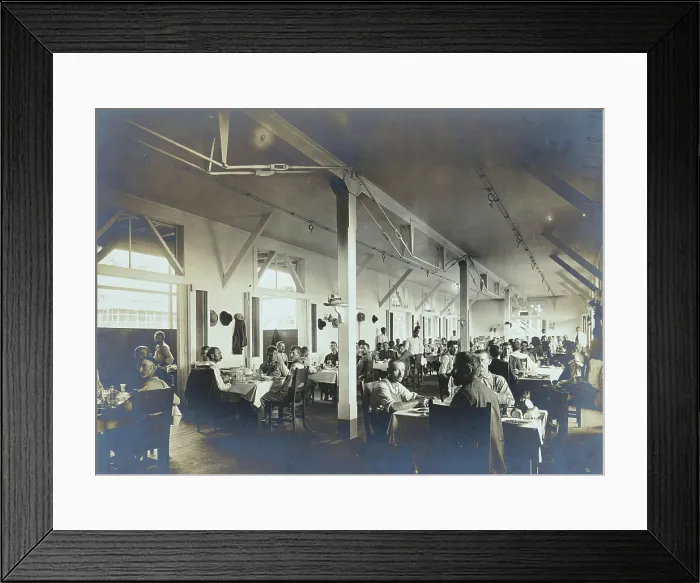 Framed Print : Panama Canal construction workers (American and European) dining in the Isthmian Canal... c1910. Creator: Unknown Framed Print : Panama Canal construction workers (American and European) dining in the Isthmian Canal... c1910. Creator: Unknown