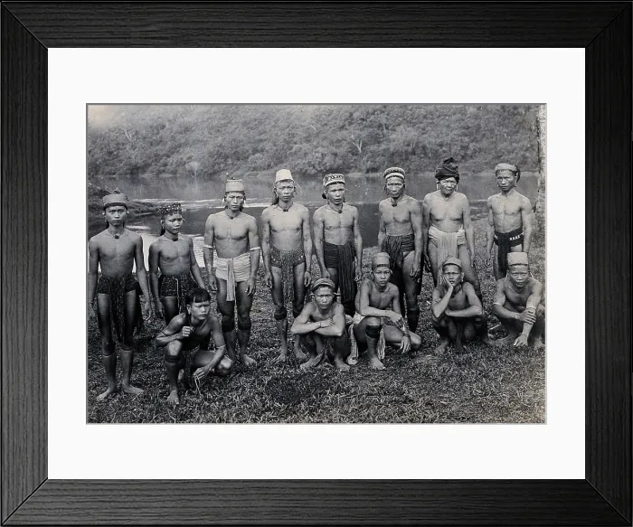 Framed Print : Sarawak: people of a Long Pokun tribe from the Upper Tinjar region, c19th century. Creator: Unknown Framed Print : Sarawak: people of a Long Pokun tribe from the Upper Tinjar region, c19th century. Creator: Unknown