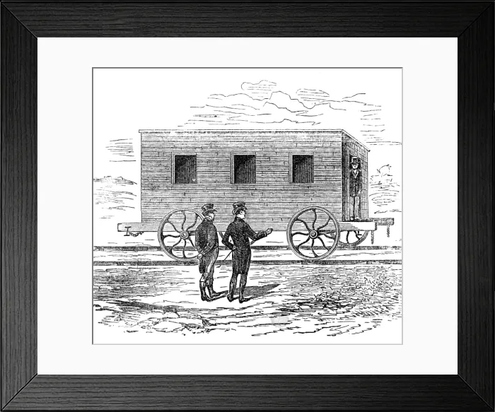 Framed Print : George Stephenson, Father of Railways: the Experiment coach, common car, 1881. Creator: Unknown Framed Print : George Stephenson, Father of Railways: the Experiment coach, common car, 1881. Creator: Unknown