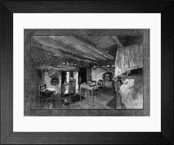 Framed Print : The Century of George Stephenson: the room in which Stephenson was born at Street House, Wylam, 1881 Creator: William James Palmer Framed Print : The Century of George Stephenson: the room in which Stephenson was born at Street House, Wylam, 1881 Creator: William James Palmer