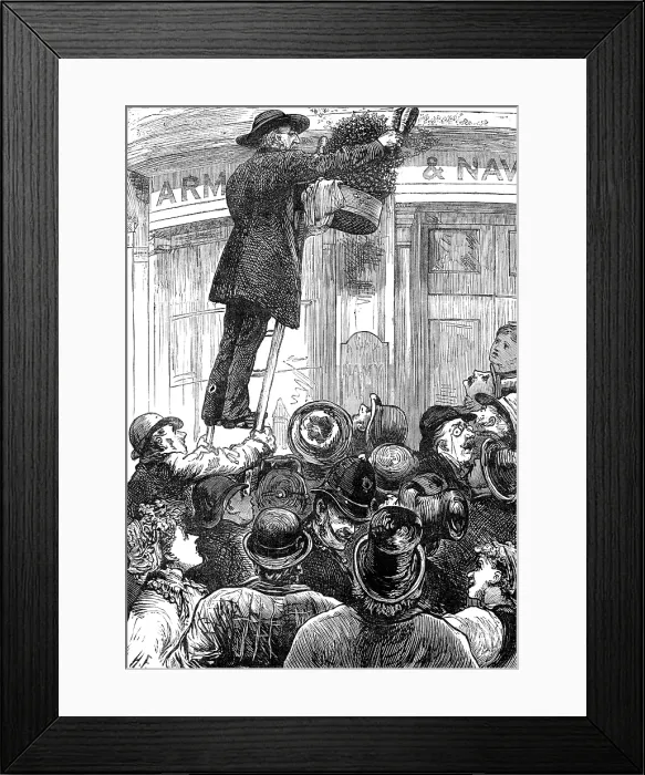 Framed Print : Swarm of bees in Wellington-Street, Strand, 1881. Creator: Unknown Framed Print : Swarm of bees in Wellington-Street, Strand, 1881. Creator: Unknown