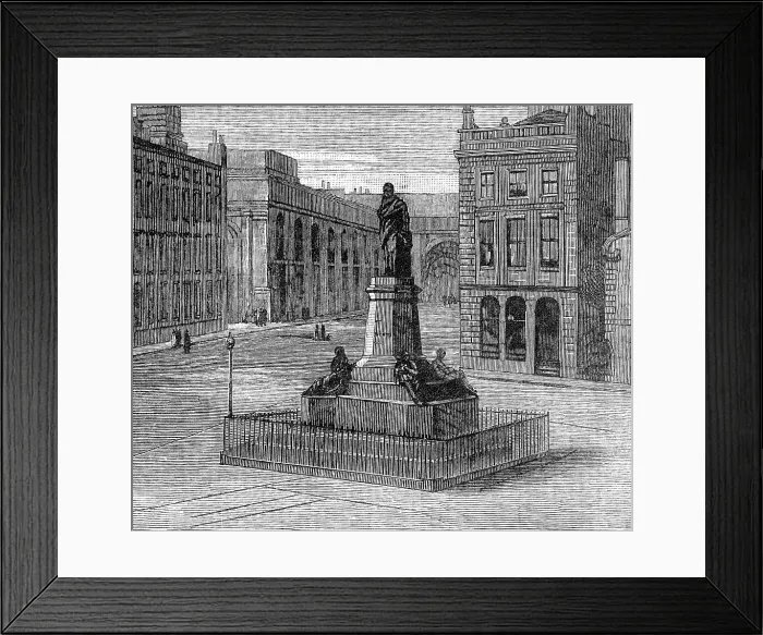 Framed Print : The Century of George Stephenson: monument to Stephenson at Newcastle-On-Tyne, 1881. Creator: Unknown Framed Print : The Century of George Stephenson: monument to Stephenson at Newcastle-On-Tyne, 1881. Creator: Unknown