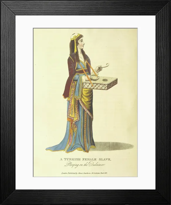 Framed Print : A Turkish Female Slave, Playing on the Dulcimer, 1813. Creator: Unknown Framed Print : A Turkish Female Slave, Playing on the Dulcimer, 1813. Creator: Unknown