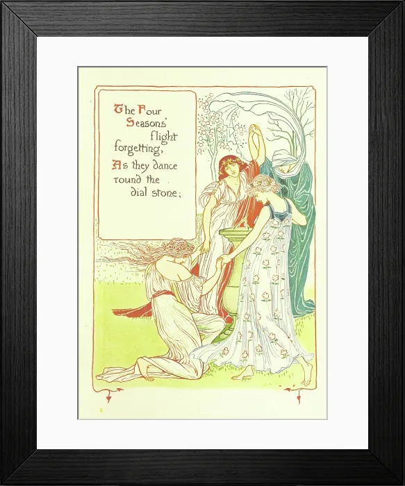 Framed Print : The Four Seasons flight forgetting, As they dance round the dial stone, 1899 Framed Print : The Four Seasons flight forgetting, As they dance round the dial stone, 1899