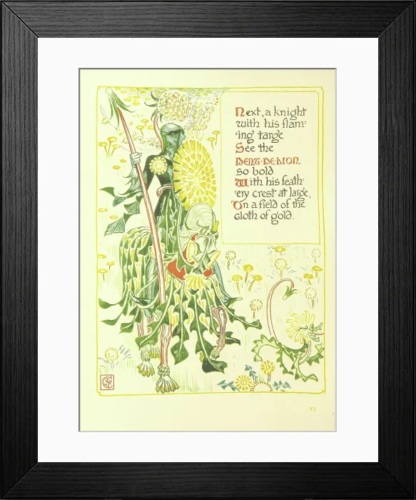 Framed Print : Next, a knight with his flaming targe See the Dent-De-Lion so bold, 1899. Creator: Walter Crane Framed Print : Next, a knight with his flaming targe See the Dent-De-Lion so bold, 1899. Creator: Walter Crane