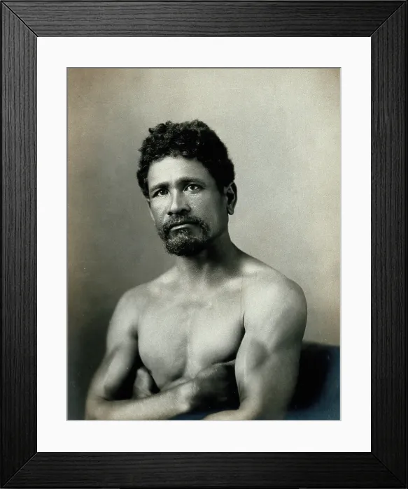 Framed Print : A barechested, bearded Samoan man, with his arms crossed, c1900. Creator: Unknown Framed Print : A barechested, bearded Samoan man, with his arms crossed, c1900. Creator: Unknown