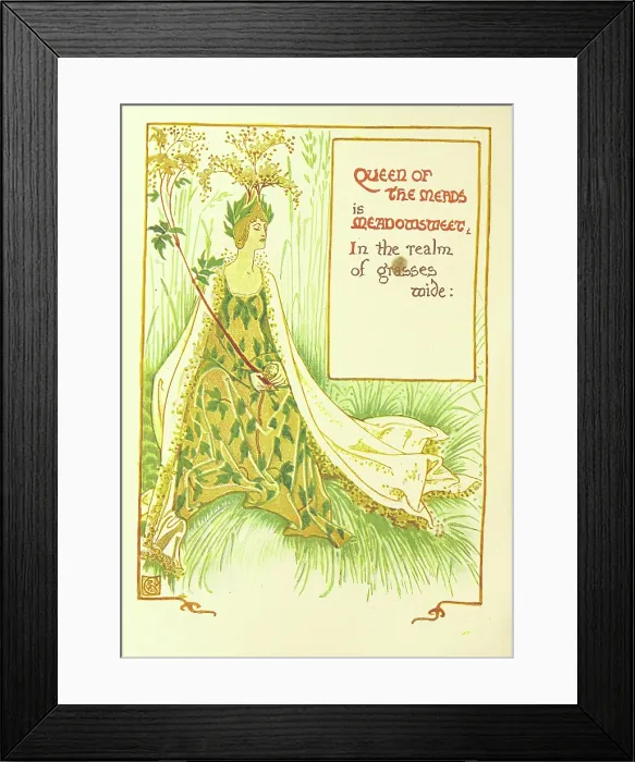 Framed Print : Queen of the Meads is Meadowsweet, In the realm of the grasses wide, 1899. Creator: Walter Crane Framed Print : Queen of the Meads is Meadowsweet, In the realm of the grasses wide, 1899. Creator: Walter Crane