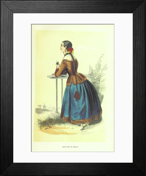 Framed Print : Young woman from Segovia, 1848. Creators: Clerman, Adolphe Francois Pannemaker Framed Print : Young woman from Segovia, 1848. Creators: Clerman, Adolphe Francois Pannemaker