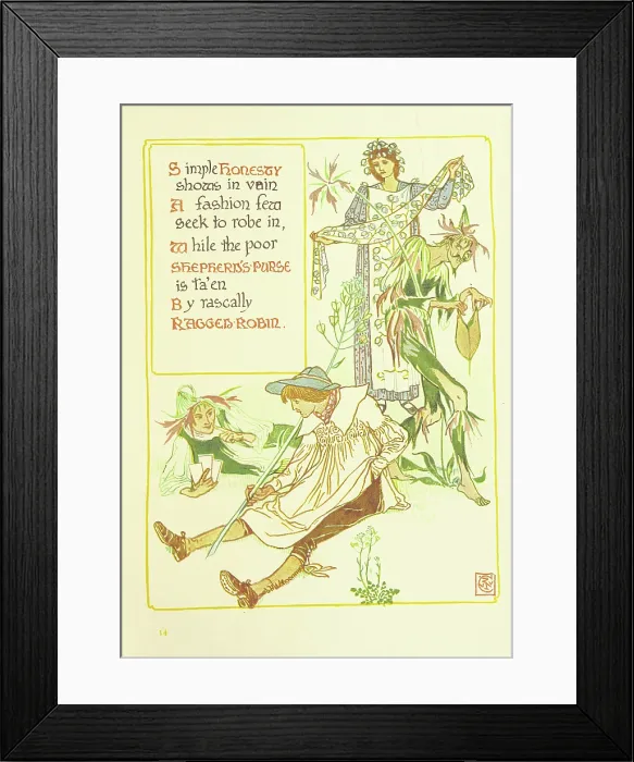 Framed Print : Simple Honesty shows in vain A fashion few seek to robe in... 1899. Creator: Walter Crane Framed Print : Simple Honesty shows in vain A fashion few seek to robe in... 1899. Creator: Walter Crane