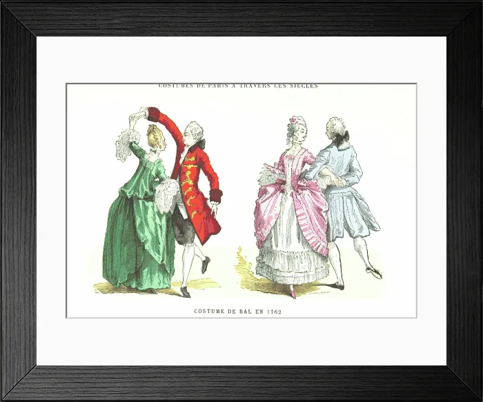 Framed Print : Costumes of Paris through the centuries - Ball Costume in 1762, (1879). Creator: Unknown Framed Print : Costumes of Paris through the centuries - Ball Costume in 1762, (1879). Creator: Unknown