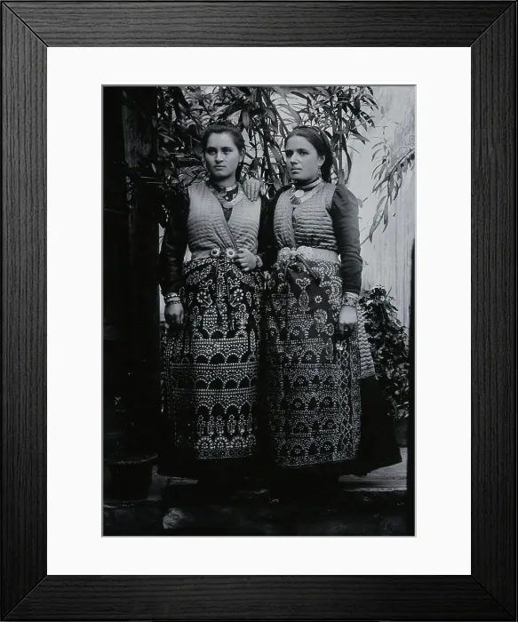 Framed Print : Two Bulgarian women wearing national dress, c1900. Creator: Unknown Framed Print : Two Bulgarian women wearing national dress, c1900. Creator: Unknown