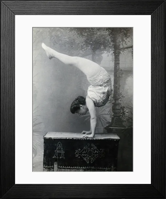 Framed Print : A Bulgarian female acrobat standing on her hands, early 20th century. Creator: Unknown Framed Print : A Bulgarian female acrobat standing on her hands, early 20th century. Creator: Unknown