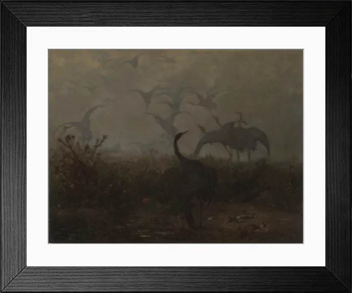 Framed Print : Cranes, 1870. Creator: Jozef Chelmonski Framed Print : Cranes, 1870. Creator: Jozef Chelmonski