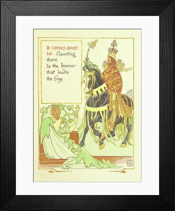 Framed Print : A Ladies Mantle flaunting there Is the banner that leads the fray, 1899. Creator: Walter Crane Framed Print : A Ladies Mantle flaunting there Is the banner that leads the fray, 1899. Creator: Walter Crane