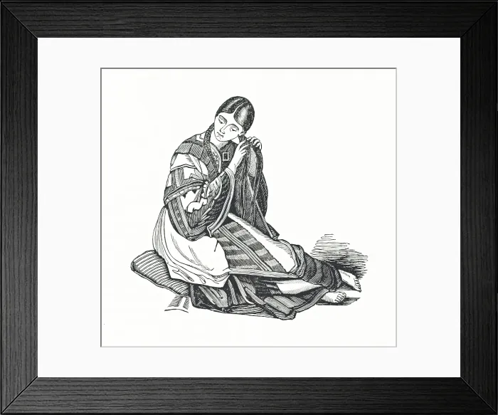 Framed Print : Woman plaiting her hair, 1839. Creator: Unknown Framed Print : Woman plaiting her hair, 1839. Creator: Unknown