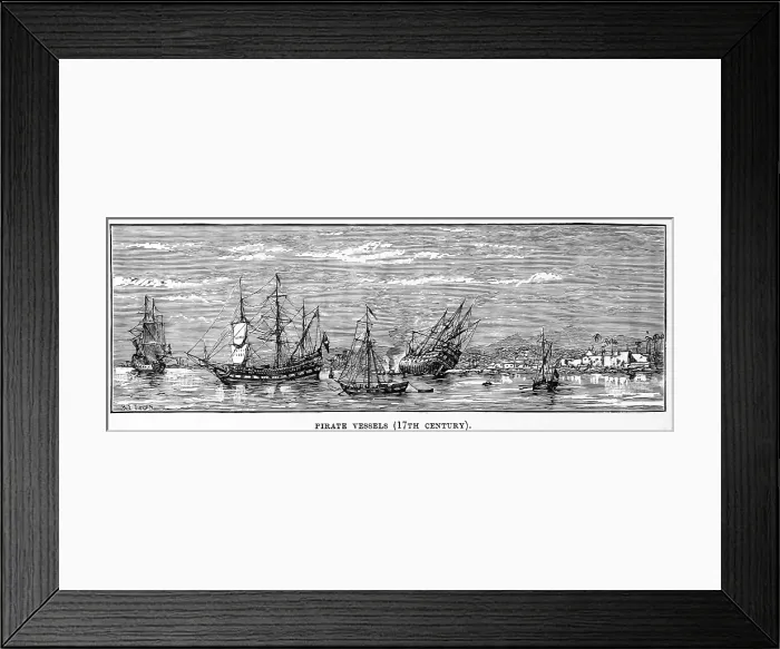 Framed Print : Pirate Vessels (17th century), 1882. Creator: Henry Spernon Tozer Framed Print : Pirate Vessels (17th century), 1882. Creator: Henry Spernon Tozer
