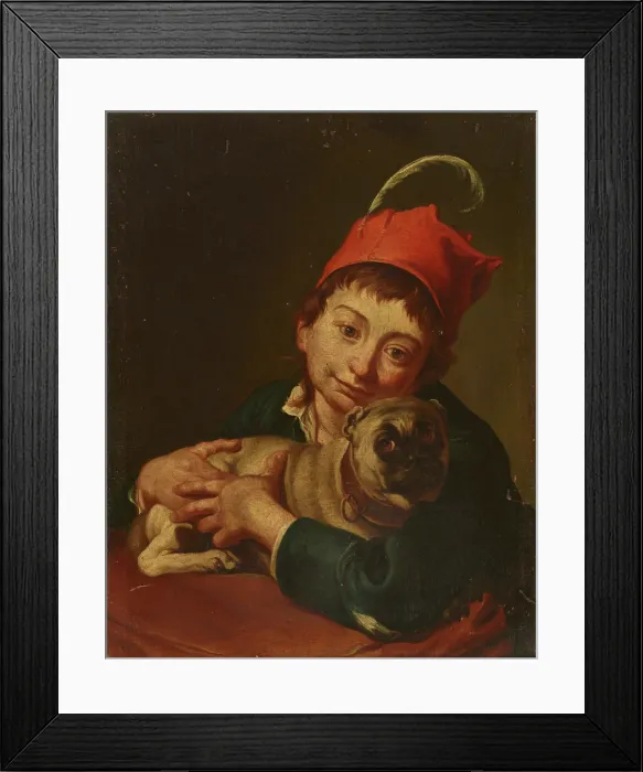 Framed Print : Portrait of a Little Boy with a Dog, c1750. Creator: Unknown Framed Print : Portrait of a Little Boy with a Dog, c1750. Creator: Unknown