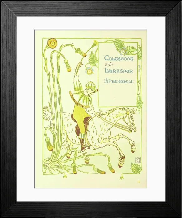 Framed Print : Coltsfoot and Larkspur, Speedwell, 1899. Creator: Walter Crane Framed Print : Coltsfoot and Larkspur, Speedwell, 1899. Creator: Walter Crane