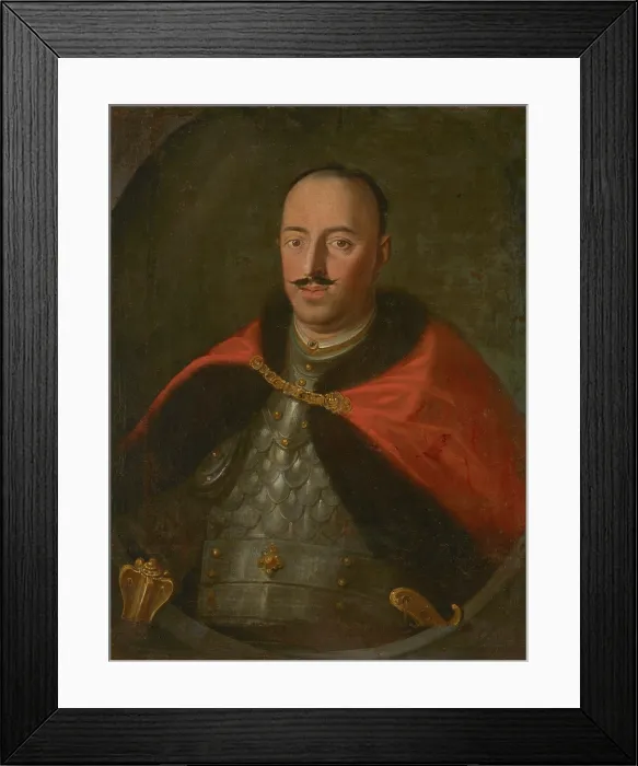 Framed Print : Portrait of Piotr Dembinski Nieczuja Coat of Arms (1660-1734), Castellan of Biecz, between 1670-1700 Creator: Unknown