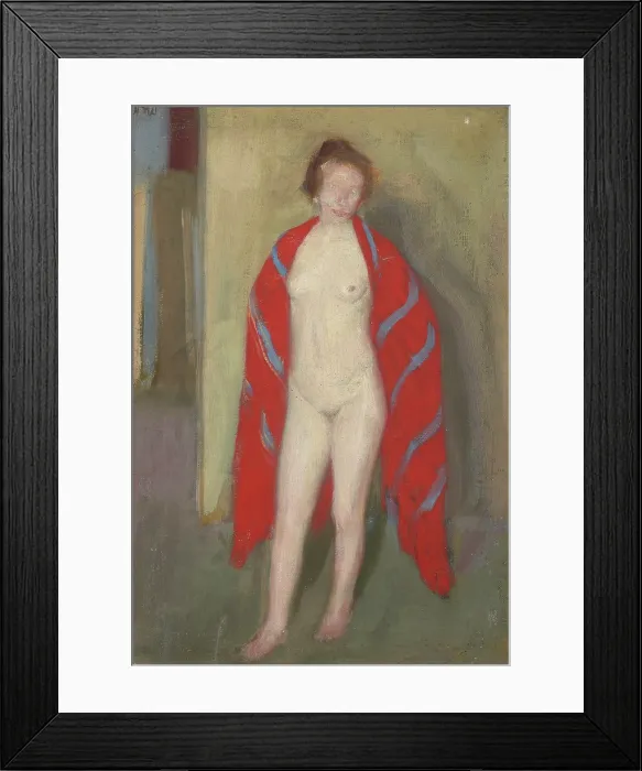 Framed Print : Nude in a Red Shawl, 1910. Creator: Wojciech Weiss Framed Print : Nude in a Red Shawl, 1910. Creator: Wojciech Weiss