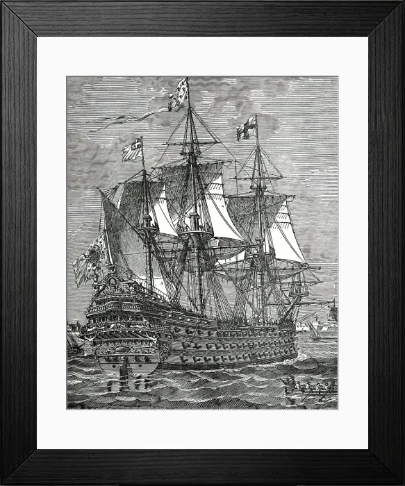 Framed Print : A first-rate ship of the line of the 17th century, (1894). Creator: Unknown