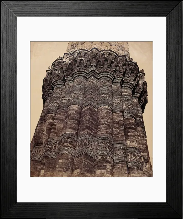 Framed Print : India: a section of the Pillar of Kootub near Delhi, c1858. Creator: Felice Beato Framed Print : India: a section of the Pillar of Kootub near Delhi, c1858. Creator: Felice Beato