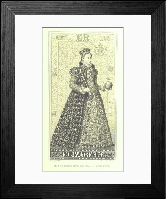 Framed Print : Elizabeth, from the picture in the new Palace of Westminster, 1878. Creators: Unknown, William Ridgway Framed Print : Elizabeth, from the picture in the new Palace of Westminster, 1878. Creators: Unknown, William Ridgway