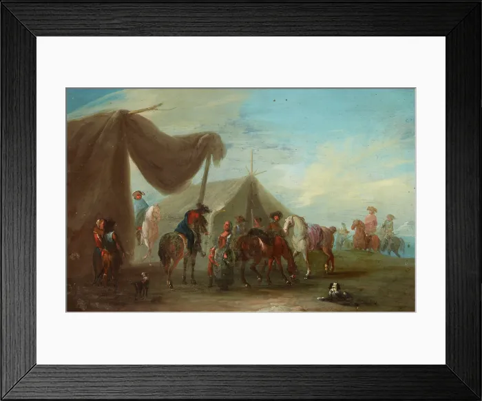 Framed Print : Horsemen Among the Tents, 17th century. Creator: Unknown Framed Print : Horsemen Among the Tents, 17th century. Creator: Unknown