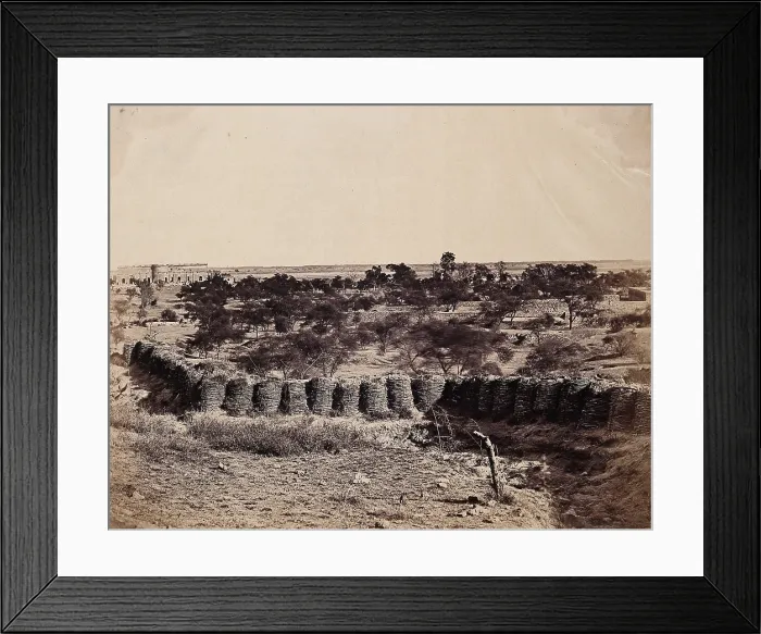 Framed Print : India: view from Mount Picket with Metcalfe's House and stables in the distance, c1858 Framed Print : India: view from Mount Picket with Metcalfe's House and stables in the distance, c1858