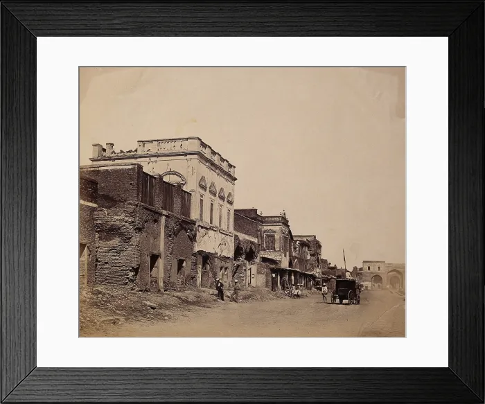 Framed Print : India: a ruined street showing the house in which the king was confined, c1858. Creator: Felice Beato Framed Print : India: a ruined street showing the house in which the king was confined, c1858. Creator: Felice Beato