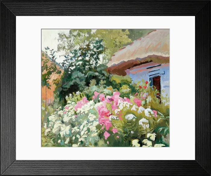 Framed Print : Flowers in Front of the Cottage, between 1903-1907. Creator: Stanislaus Kamocki Framed Print : Flowers in Front of the Cottage, between 1903-1907. Creator: Stanislaus Kamocki
