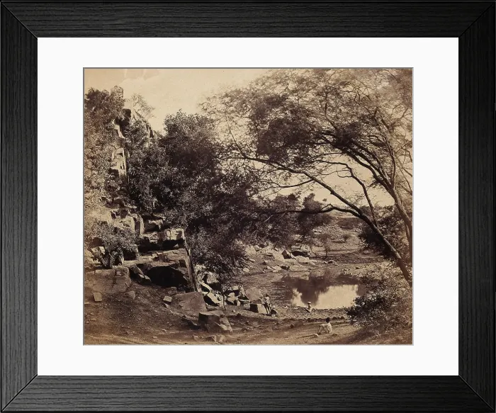 Framed Print : India: the Crow's Nest battery beside a small pond, c1858. Creator: Felice Beato. India: the Crow's Nest battery beside a small pond, c1858 Framed Print : India: the Crow's Nest battery beside a small pond, c1858. Creator: Felice Beato. India: the Crow's Nest battery beside a small pond, c1858