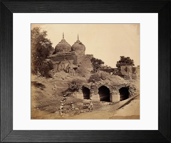 Framed Print : India: a ruined mosque near the Custom House battery, c1858. Creator: Felice Beato. India: a ruined mosque near the Custom House battery, c1858 Framed Print : India: a ruined mosque near the Custom House battery, c1858. Creator: Felice Beato. India: a ruined mosque near the Custom House battery, c1858