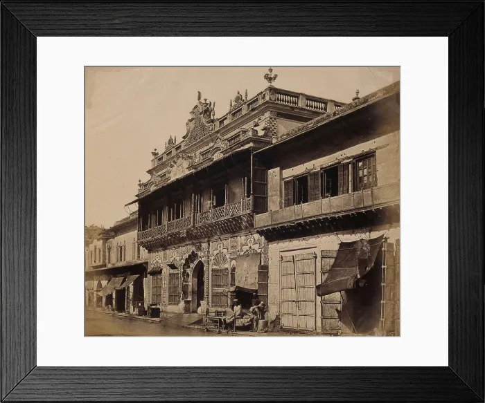 Framed Print : India: an ornate town house in Chandnee Chowk, c1858. Creator: Felice Beato. India: an ornate town house in Chandnee Chowk, c1858. Creator: Felice Beato Framed Print : India: an ornate town house in Chandnee Chowk, c1858. Creator: Felice Beato. India: an ornate town house in Chandnee Chowk, c1858. Creator: Felice Beato